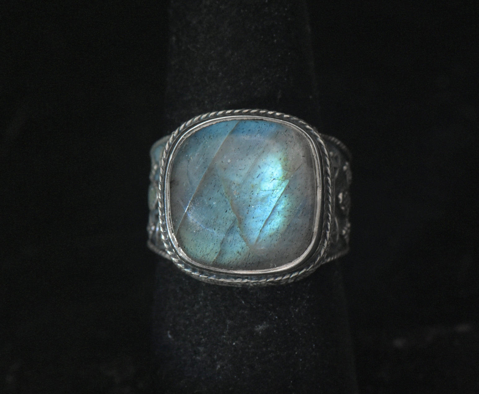 Vintage Handmade Sterling Silver Labradorite Ring - Size 6.5