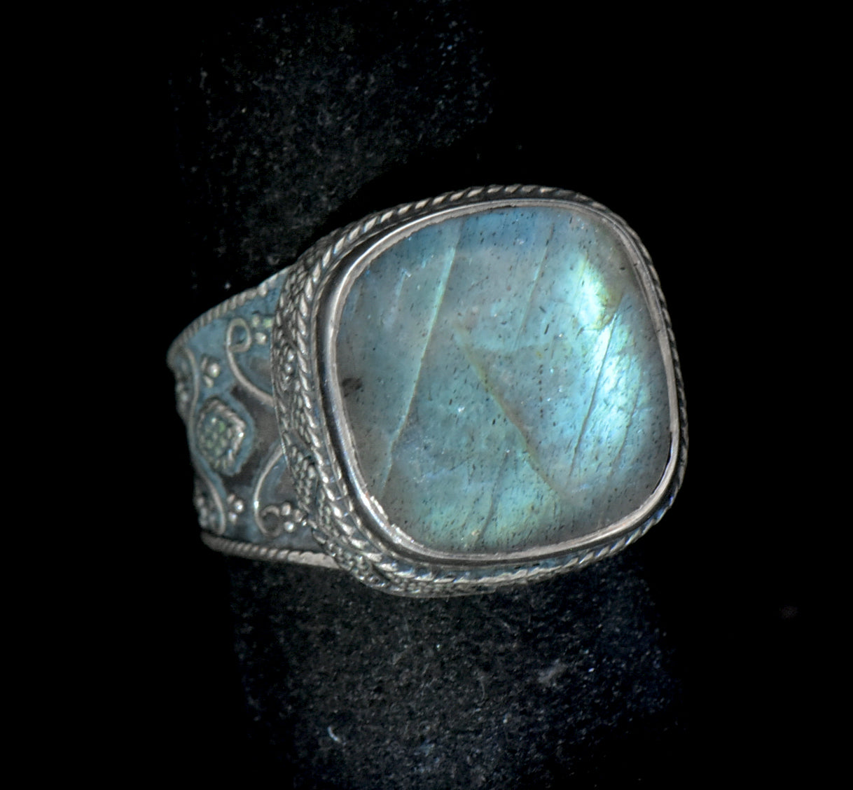 Vintage Handmade Sterling Silver Labradorite Ring - Size 6.5