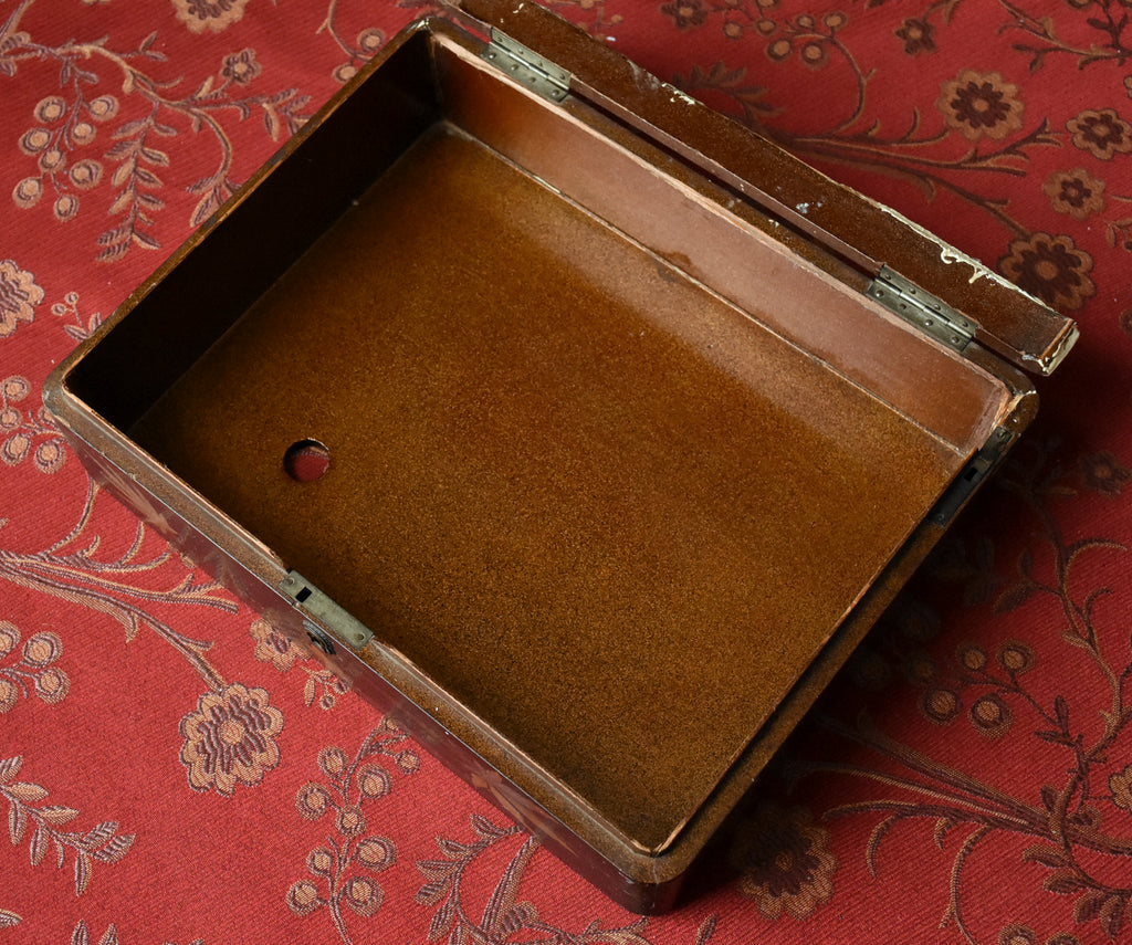 Antique Metal Inlaid Lacquer Wooden Box Set - AS IS