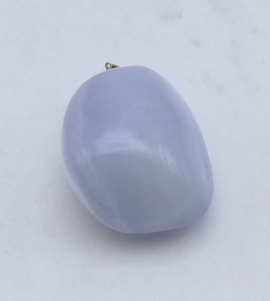 Vintage Tumbled Blue Lace Agate Sterling Silver Pendant