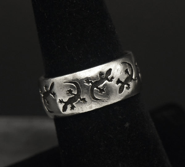 Vintage Sterling Silver Lizard Band - Size 7