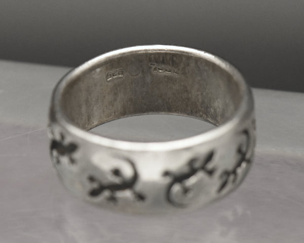 Vintage Sterling Silver Lizard Band - Size 7