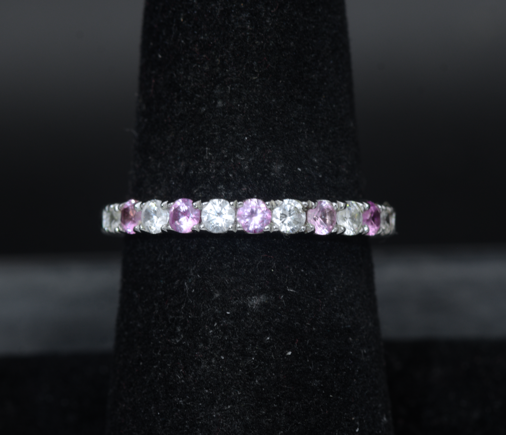 Lafonn - Vintage Sterling Silver Synthetic Pink Sapphire Band - Size 7