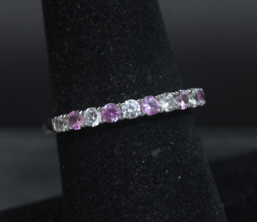 Lafonn - Vintage Sterling Silver Synthetic Pink Sapphire Band - Size 7