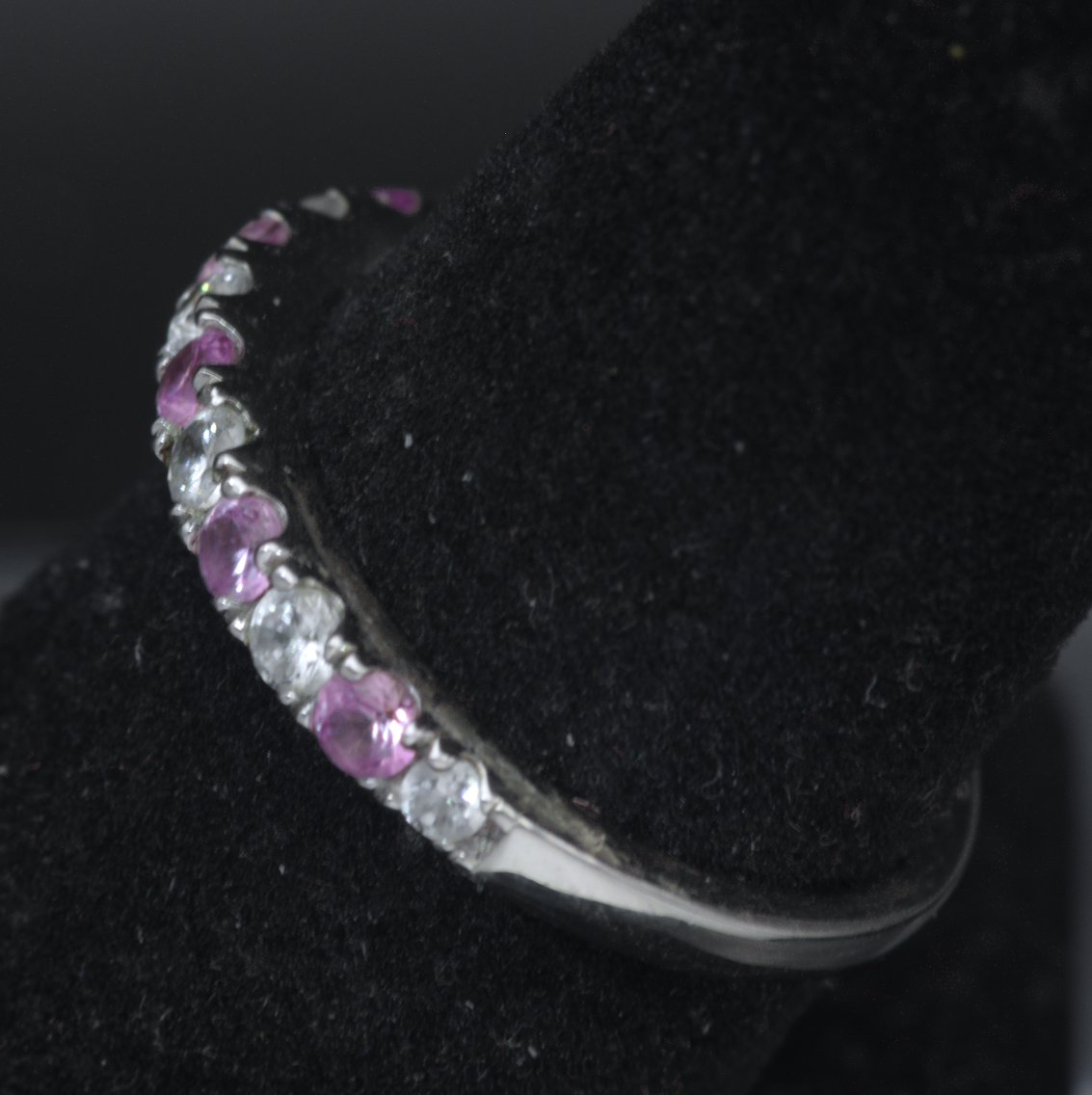 Lafonn - Vintage Sterling Silver Synthetic Pink Sapphire Band - Size 7