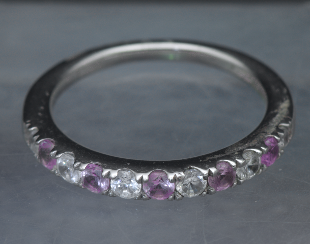 Lafonn - Vintage Sterling Silver Synthetic Pink Sapphire Band - Size 7