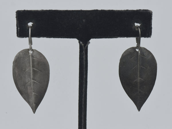 Vintage Sterling Silver Leaf Dangle Earrings