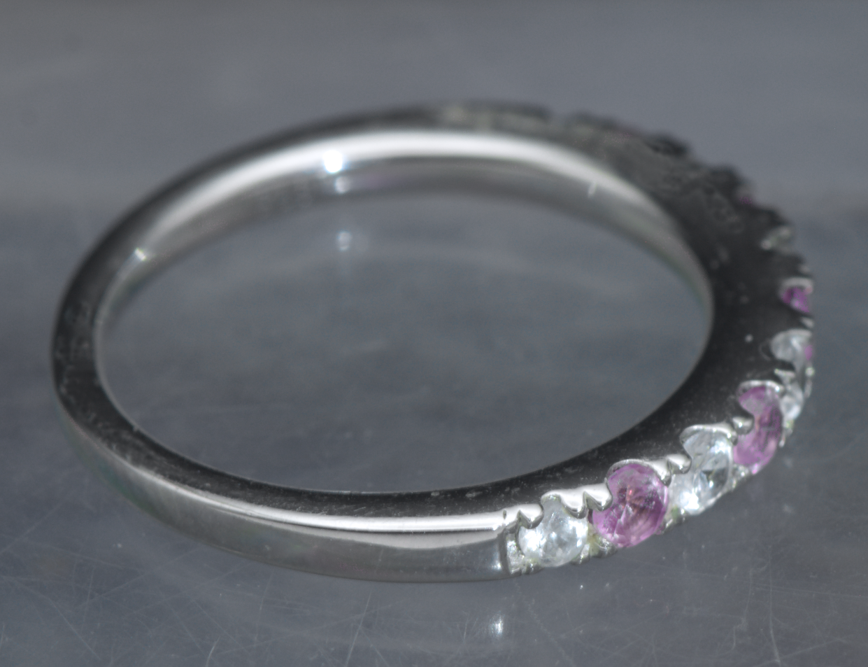 Lafonn - Vintage Sterling Silver Synthetic Pink Sapphire Band - Size 7