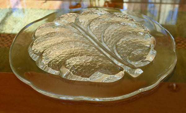 Vintage Glass Leaf Motif Tray or Platter