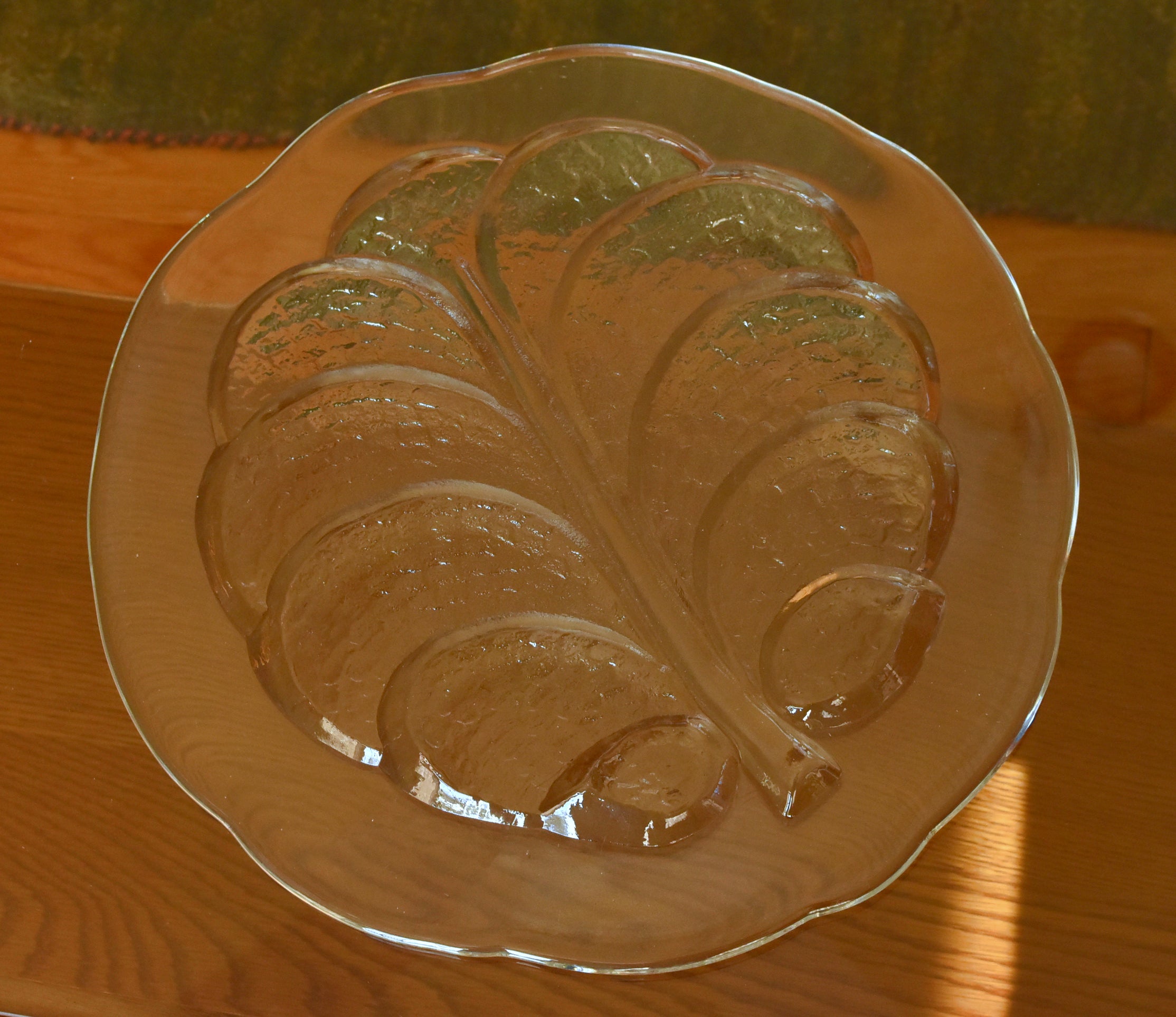 Vintage Glass Leaf Motif Tray or Platter
