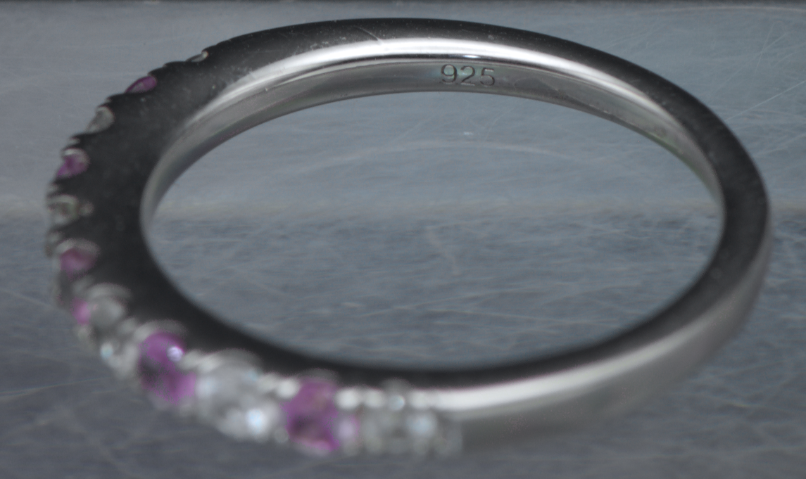 Lafonn - Vintage Sterling Silver Synthetic Pink Sapphire Band - Size 7