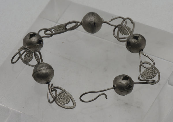 Vintage Handmade Silver Tone Metal Chain Anklet
