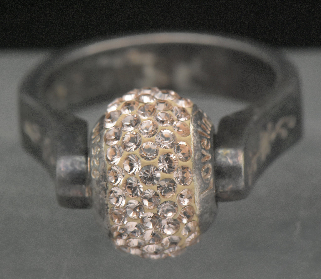 Lovelinks - Vintage Sterling Silver Interchangeable Pink Beads Ring - Size 6.25