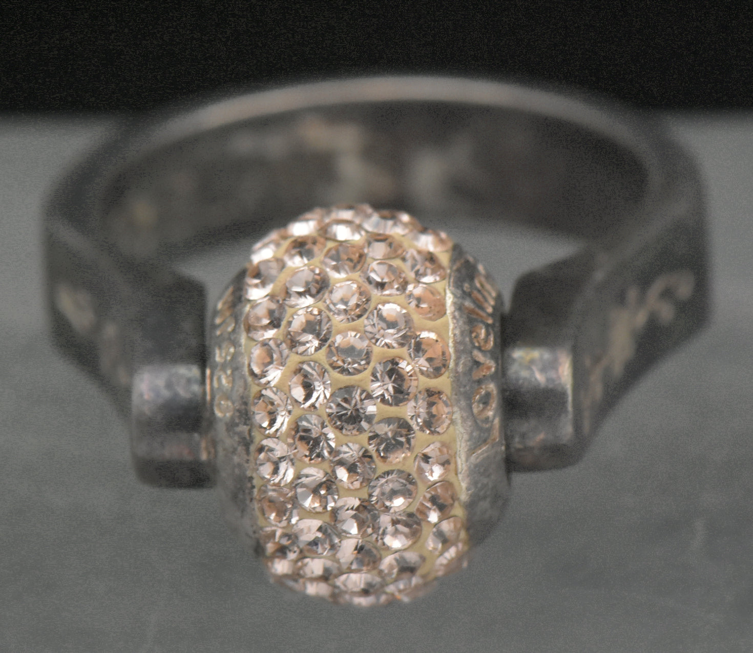 Lovelinks - Vintage Sterling Silver Interchangeable Pink Beads Ring - Size 6.25