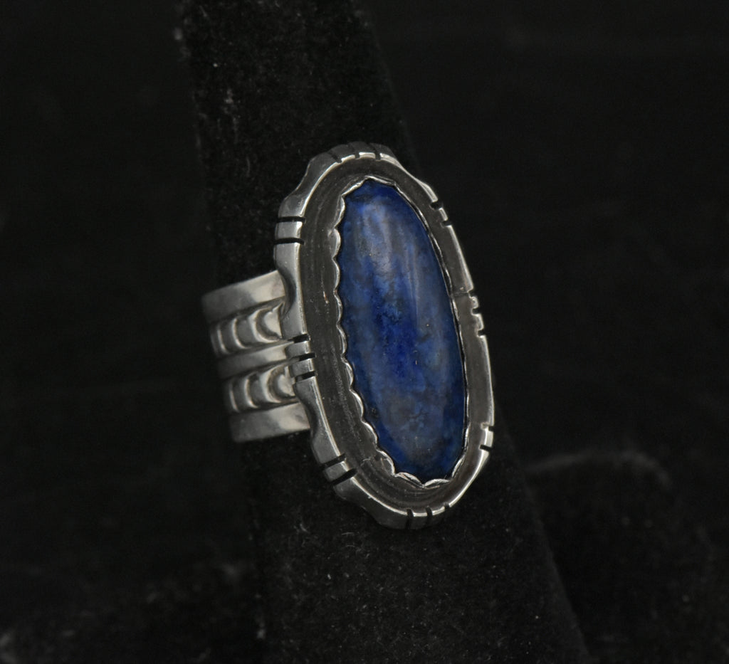 Nila Cook Johnson - Vintage Handmade Sterling Silver Lapis Lazuli Ring - Size 6.75