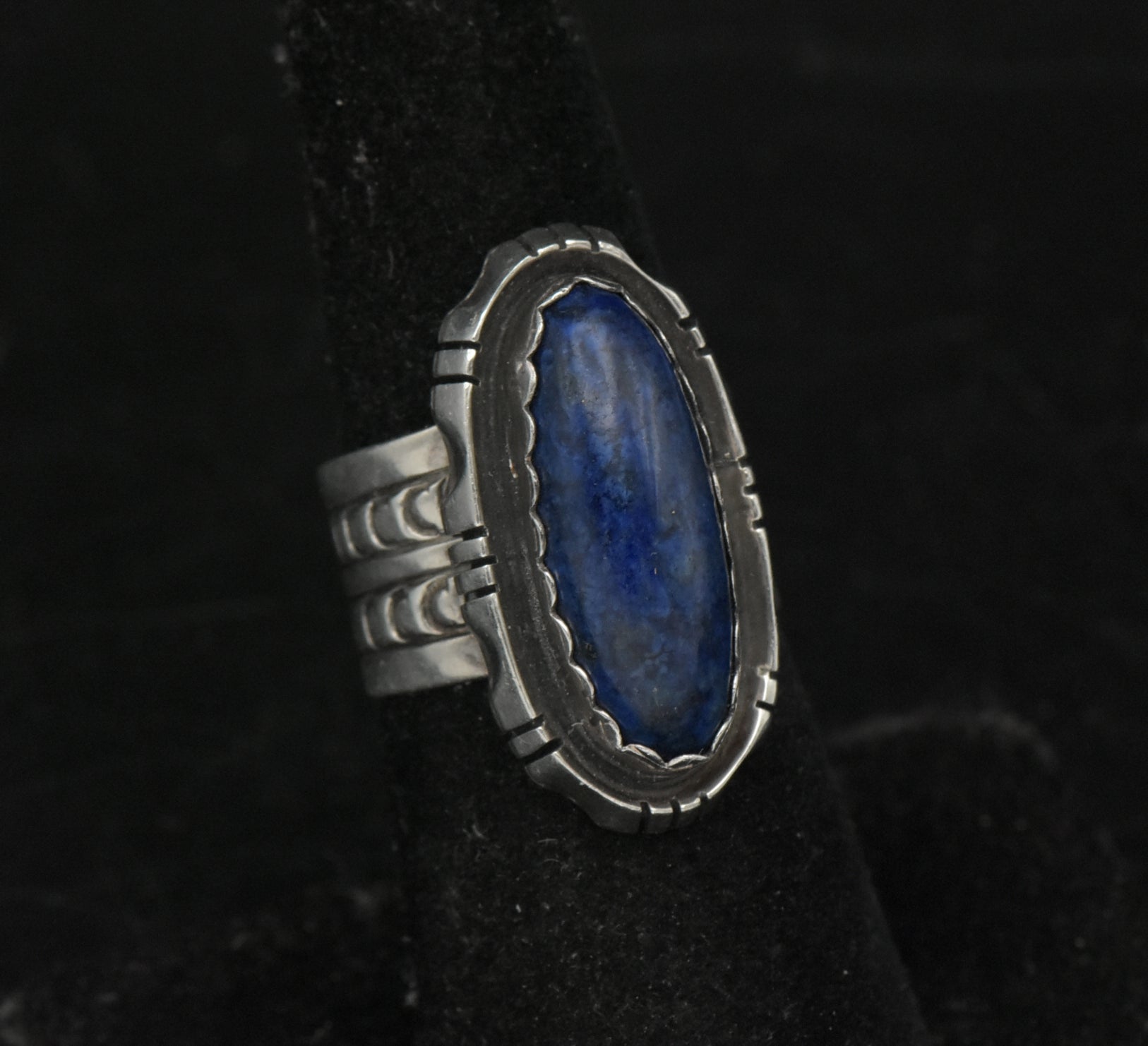 Nila Cook Johnson - Vintage Handmade Sterling Silver Lapis Lazuli Ring - Size 6.75