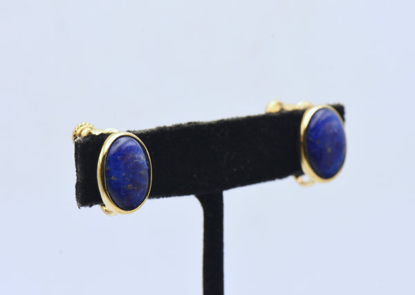 Napier - Vintage Faux Lapis Lazuli and Gold Tone Clip On Earrings