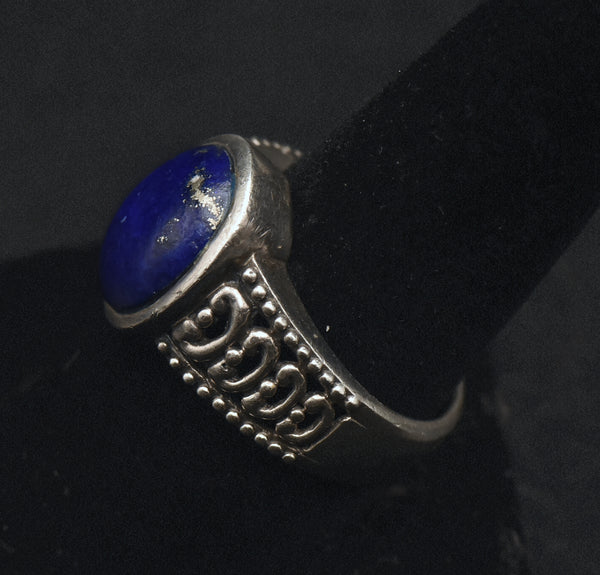 Vintage Sterling Silver Lapis Lazuli Ring - Size 8.75