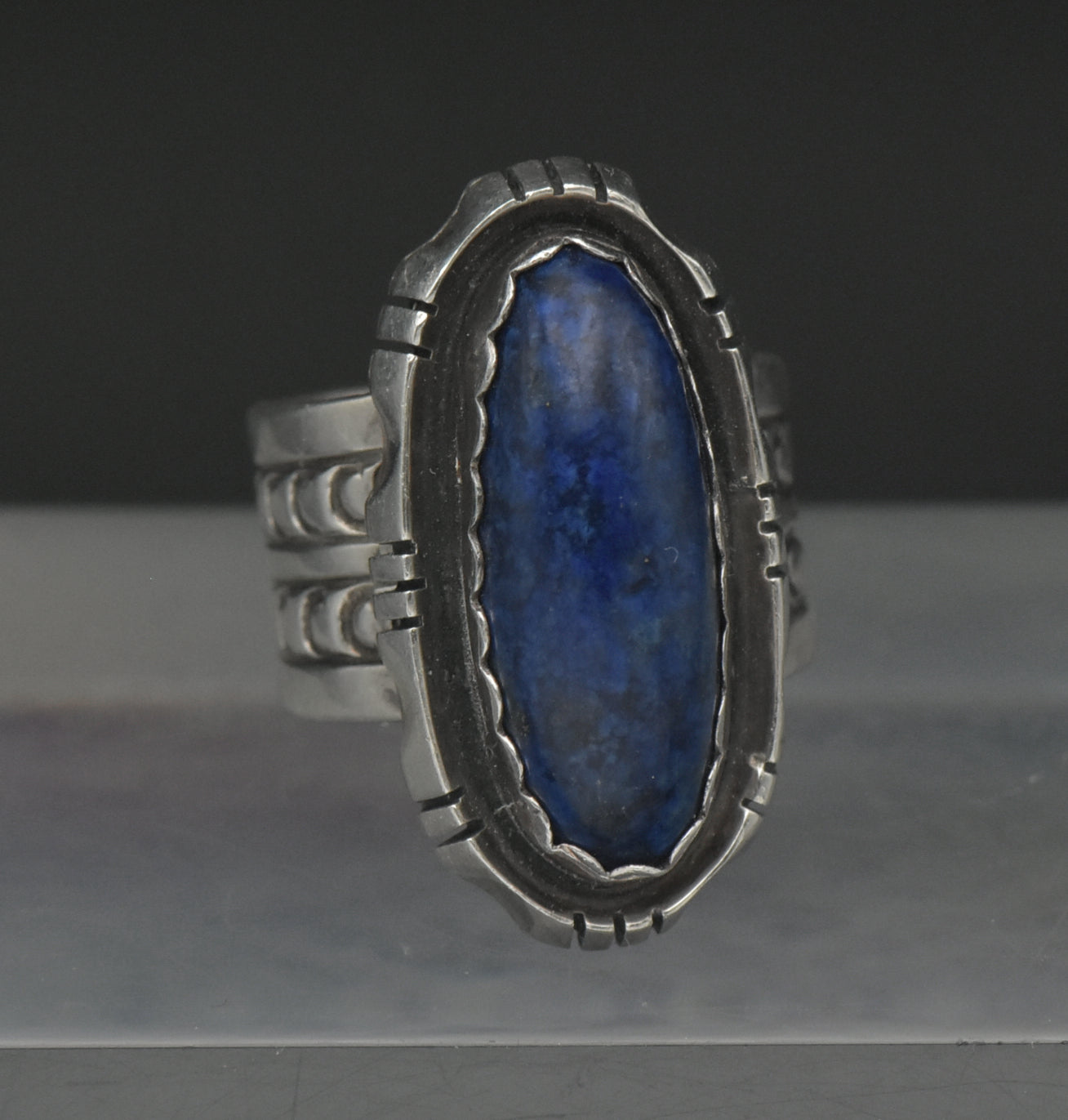 Nila Cook Johnson - Vintage Handmade Sterling Silver Lapis Lazuli Ring - Size 6.75
