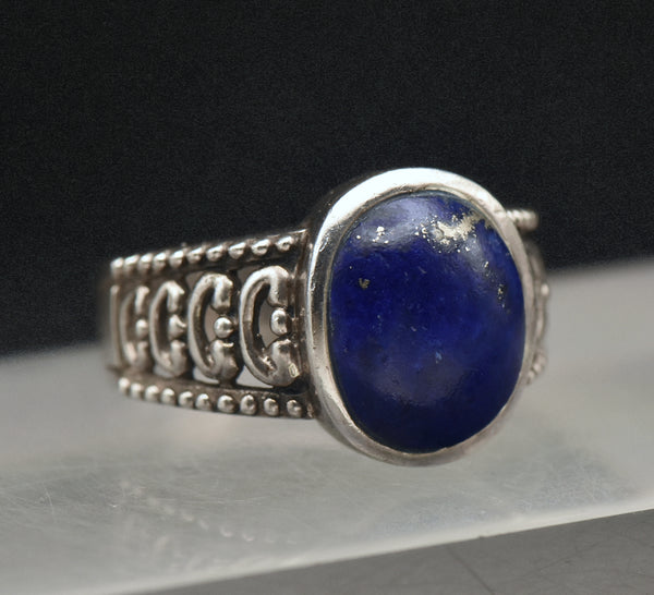 Vintage Sterling Silver Lapis Lazuli Ring - Size 8.75