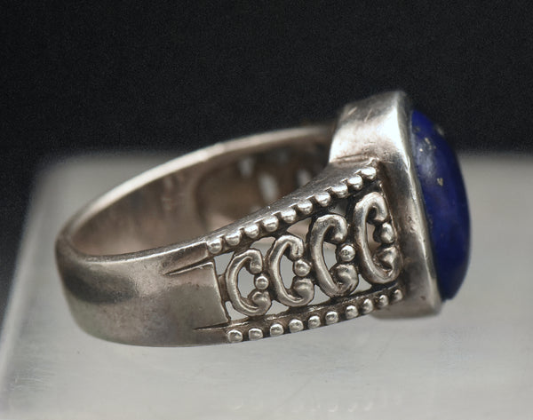 Vintage Sterling Silver Lapis Lazuli Ring - Size 8.75