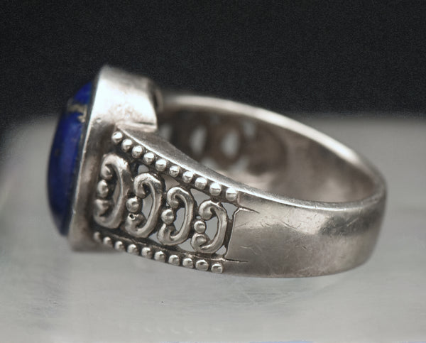 Vintage Sterling Silver Lapis Lazuli Ring - Size 8.75