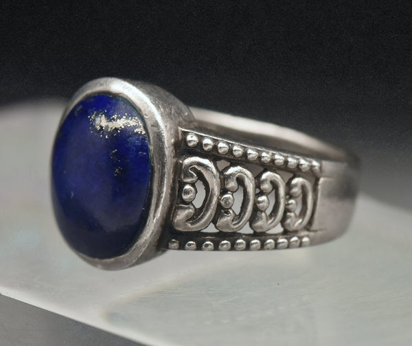 Vintage Sterling Silver Lapis Lazuli Ring - Size 8.75