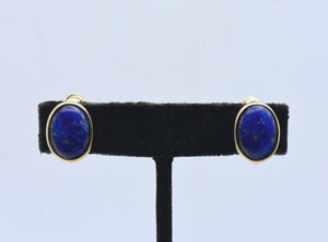Napier - Vintage Faux Lapis Lazuli and Gold Tone Clip On Earrings