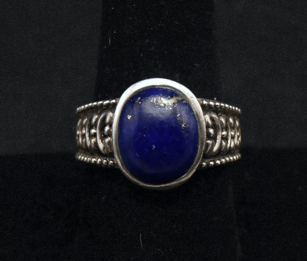 Vintage Sterling Silver Lapis Lazuli Ring - Size 8.75