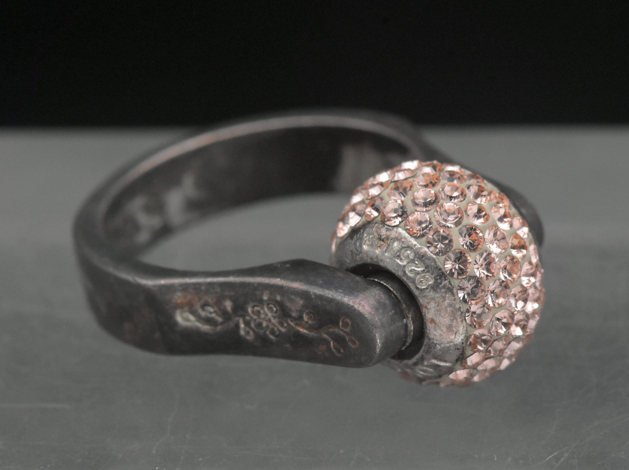 Lovelinks - Vintage Sterling Silver Interchangeable Pink Beads Ring - Size 6.25