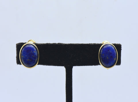 Napier - Vintage Faux Lapis Lazuli and Gold Tone Clip On Earrings