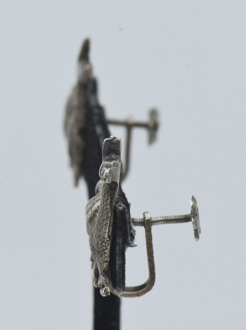 Vintage Silver Llama Screw Back Earrings