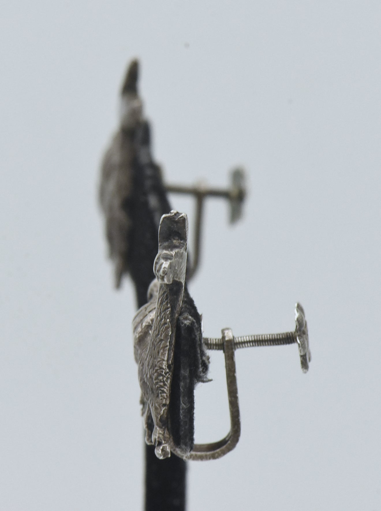 Vintage Silver Llama Screw Back Earrings