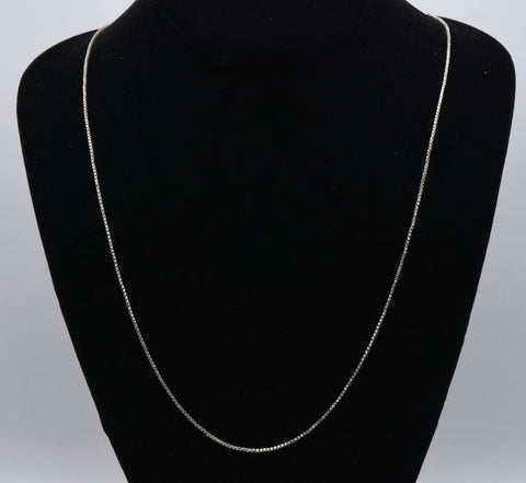 Vintage Italian Sterling Silver Box Link Chain Necklace - 26" MISSING CLASP