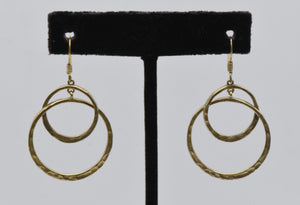 Vintage Gold Tone Sterling Silver Hammered Interlocking Hoop Earrings