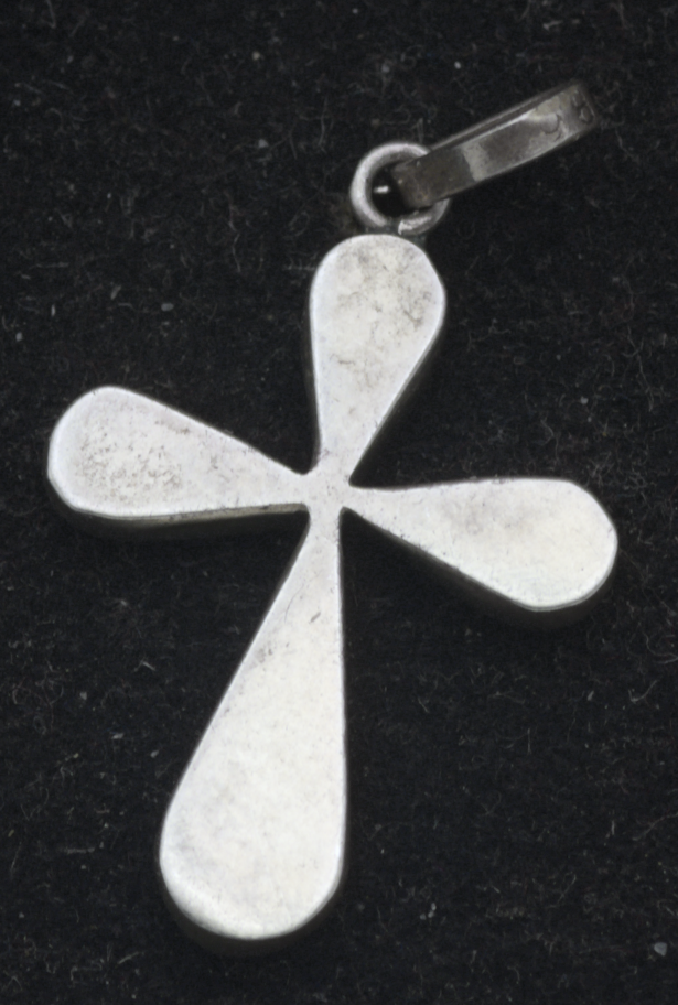 Vintage Handmade 980 Silver and Lapis Lazuli Cross Pendant