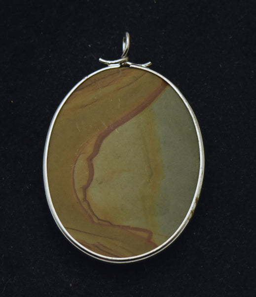 Vintage Polished Picture Jasper Pendant