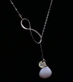 Sterling Silver Infinity Lariat Necklace with Pink Opal - 18.75"