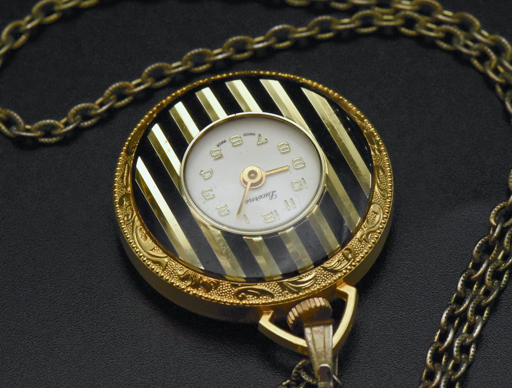 Vintage LUCERNE - Swiss Made - Gold & Enamel - LADY'S NECKLACE WATCH - Wind  Up | #306097914