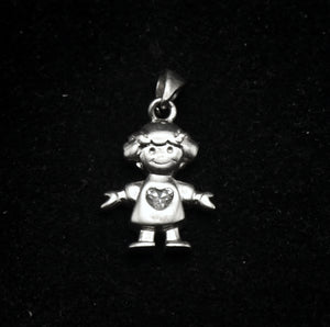 Vintage Sterling Silver and Rhinestone Girl Charm