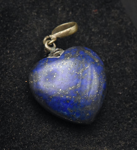 Vintage Carved Lapis Lazuli Heart Pendant