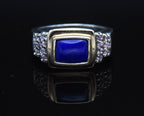 Ross-Simons - Vintage Lapis Lazuli and Pink Crystal Sterling Silver Ring - Size 9.75
