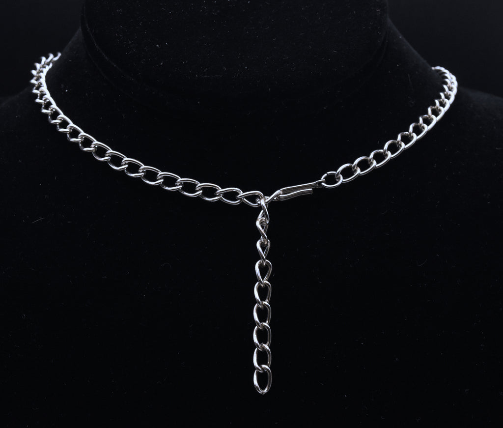 Vintage Faux Lapis Lazuli Silver Tone Pendant Chain Necklace - 20.5"