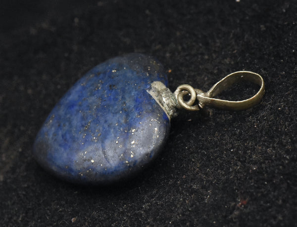 Vintage Carved Lapis Lazuli Heart Pendant