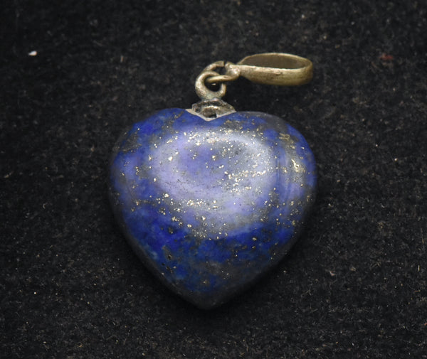 Vintage Carved Lapis Lazuli Heart Pendant