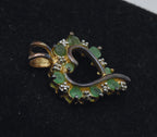 Ross-Simons - Vintage Emerald and Diamonds Gold Tone Sterling Silver Heart Pendant