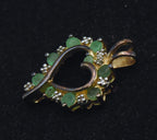 Ross-Simons - Vintage Emerald and Diamonds Gold Tone Sterling Silver Heart Pendant