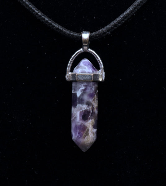 Carved Amethyst Point Pendant Necklace