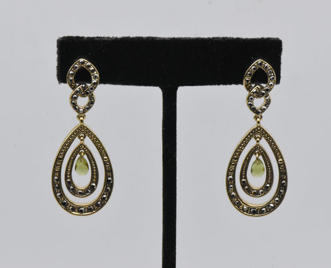 Monet - Vintage Gold Tone Faux Peridot Earrings