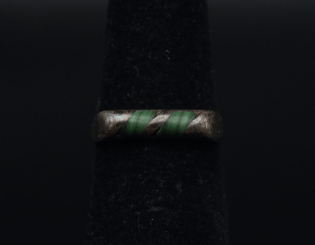 Vintage Handmade Sterling Silver Malachite Ring - Size 4.5 BROKEN
